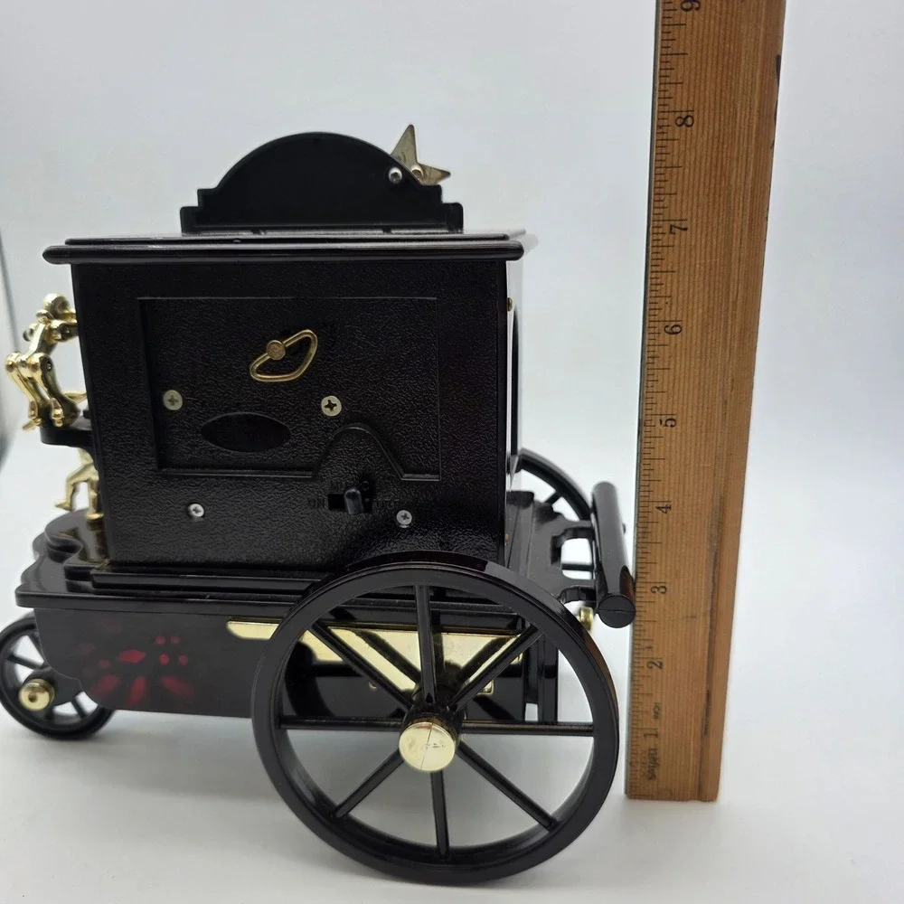 Pierrot Stranger Organ Music Box Vintage Carriage Jewelry Box Black Red 8.5in